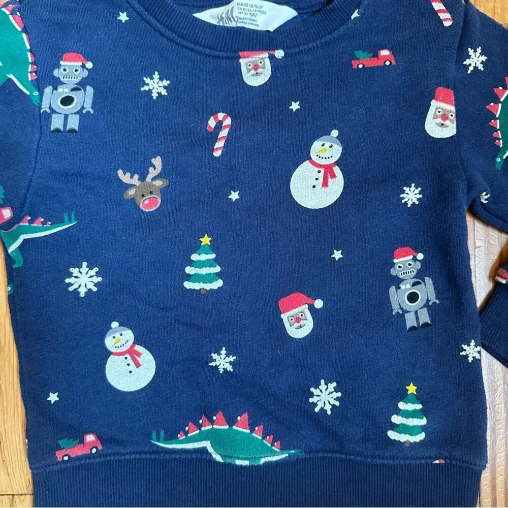H&M toddler Christmas holiday crew‎ neck sweater SIZE 1/2